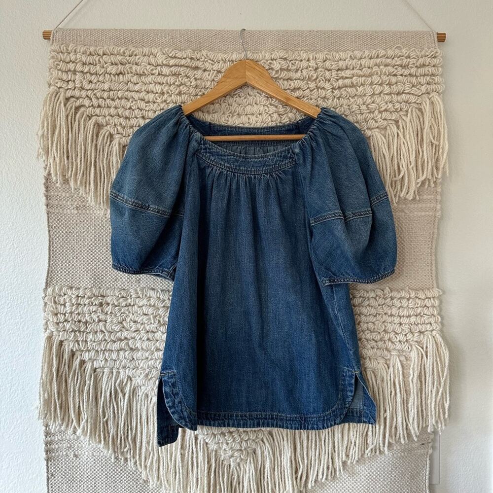 Rebecca Taylor La Vie Drapey Denim Top